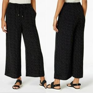 EILEEN FISHER Morse Code Wide Leg Crop Black Pants
